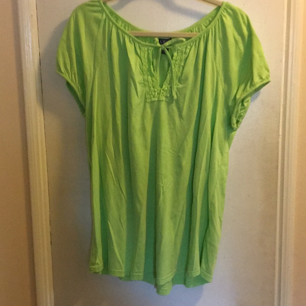 Chaps Lime Green Top Size 1X